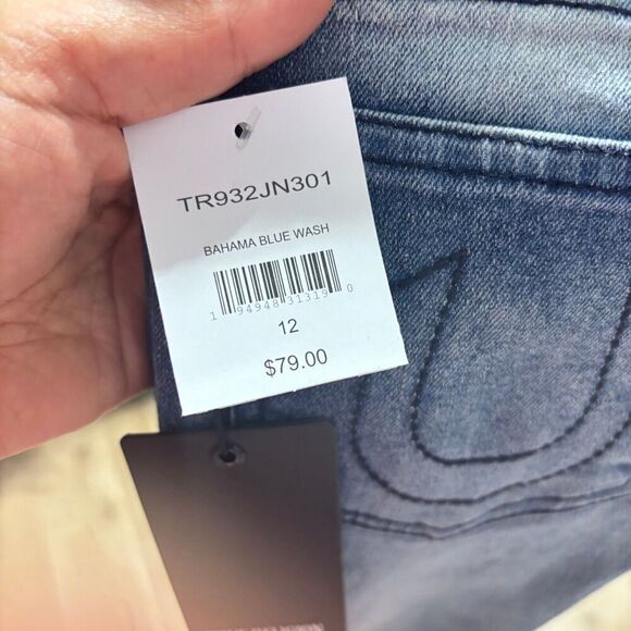 True Religion Geno Skinny Jeans 12 Blue Medium Wash Relaxed Fit Denim Ripped - Picture 13 of 13